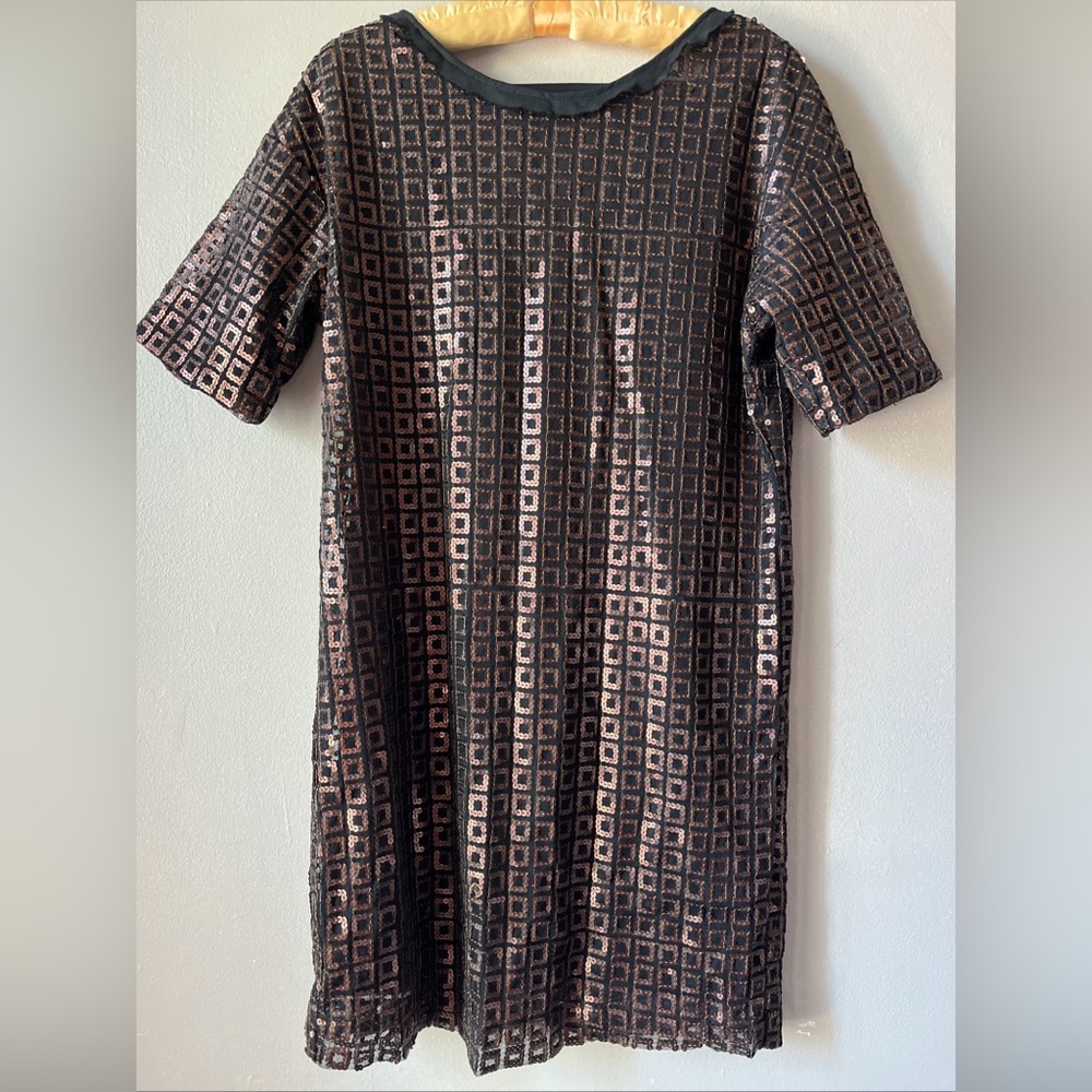 Ellen Tracy Black and Gold Sequin Mini Dress